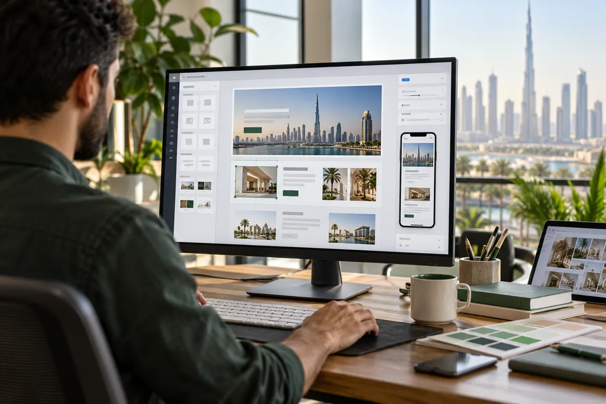 Designer creating a responsive content-managed business website
