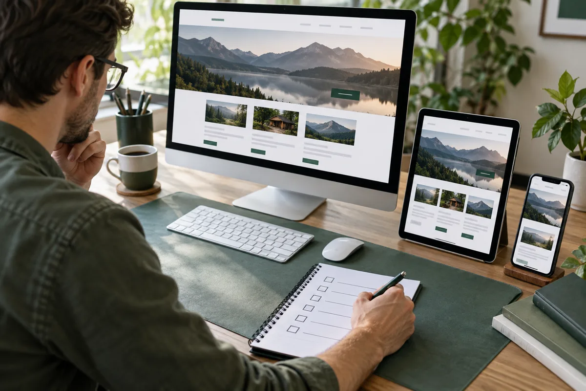 Developer completing a responsive website quality checklist